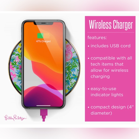 Lilly Pulitzer Wireless Charging Pad, Fruity Flamingo - Picture 2 of 6